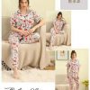 Leaves Printed Women's Nightwear Cotton Tops Long Sleeve and Pajama Suit 2116