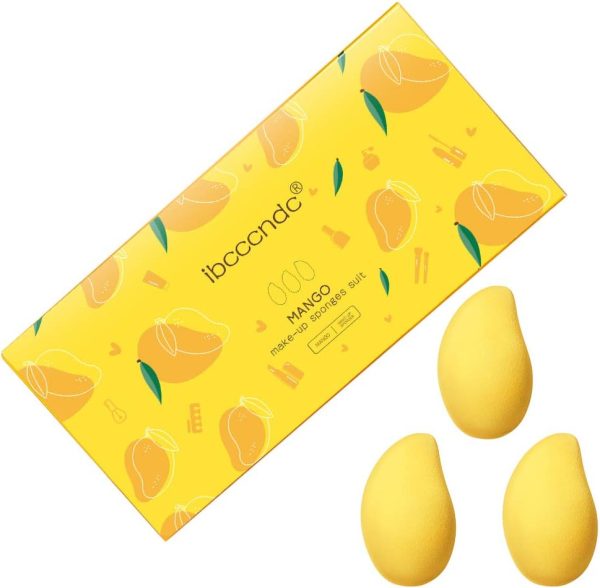 Ibcccndc Mango Makeup Sponges Kit Beauty Blender Set for Dry and Wet Use 3PCS/BOX