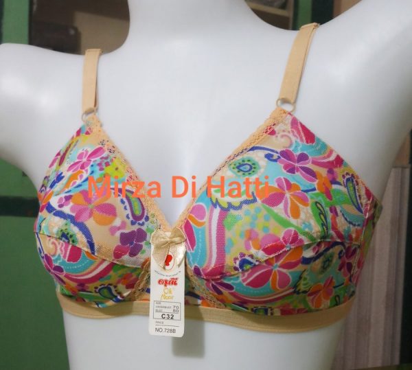 Net Printed Without Wire Bra C Cup
