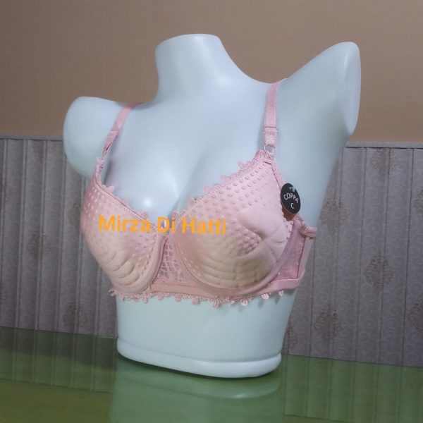 Push up Strapless Wired Net Dotted Padded C Cup Bra