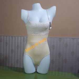 Women Bodysuit Body Shaper Cotton Net Camisole with Thong Panty Hook Closer 1419