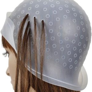 Reusable Silicone Hair Coloring Cap Highlighting Cap Hair Dyeing Cap with Metal Hook 008-CMT