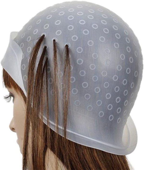 Reusable Silicone Hair Coloring Cap Highlighting Cap Hair Dyeing Cap with Metal Hook. www.mirzadihatti.com