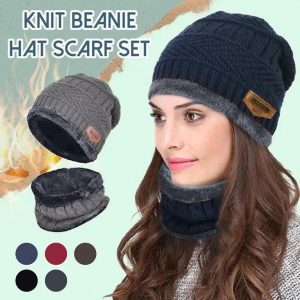Winter Cap and Scarf  for Women Men Knitted Warm Cap Skullies Beanies