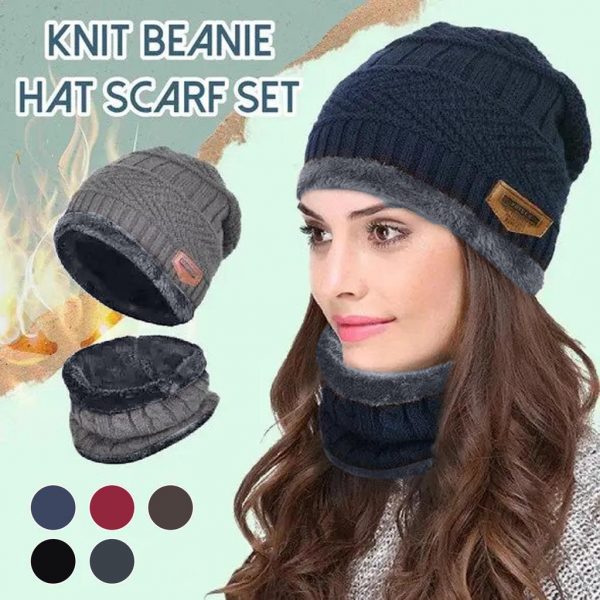 Winter Cap and Scarf for Women Men Knitted Cap Bonnet Warm Cap Skullies Beanies