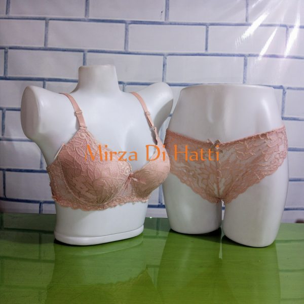 Net Bra With Thong Panty Strapless Push Up Thin Padded C Cup 8015