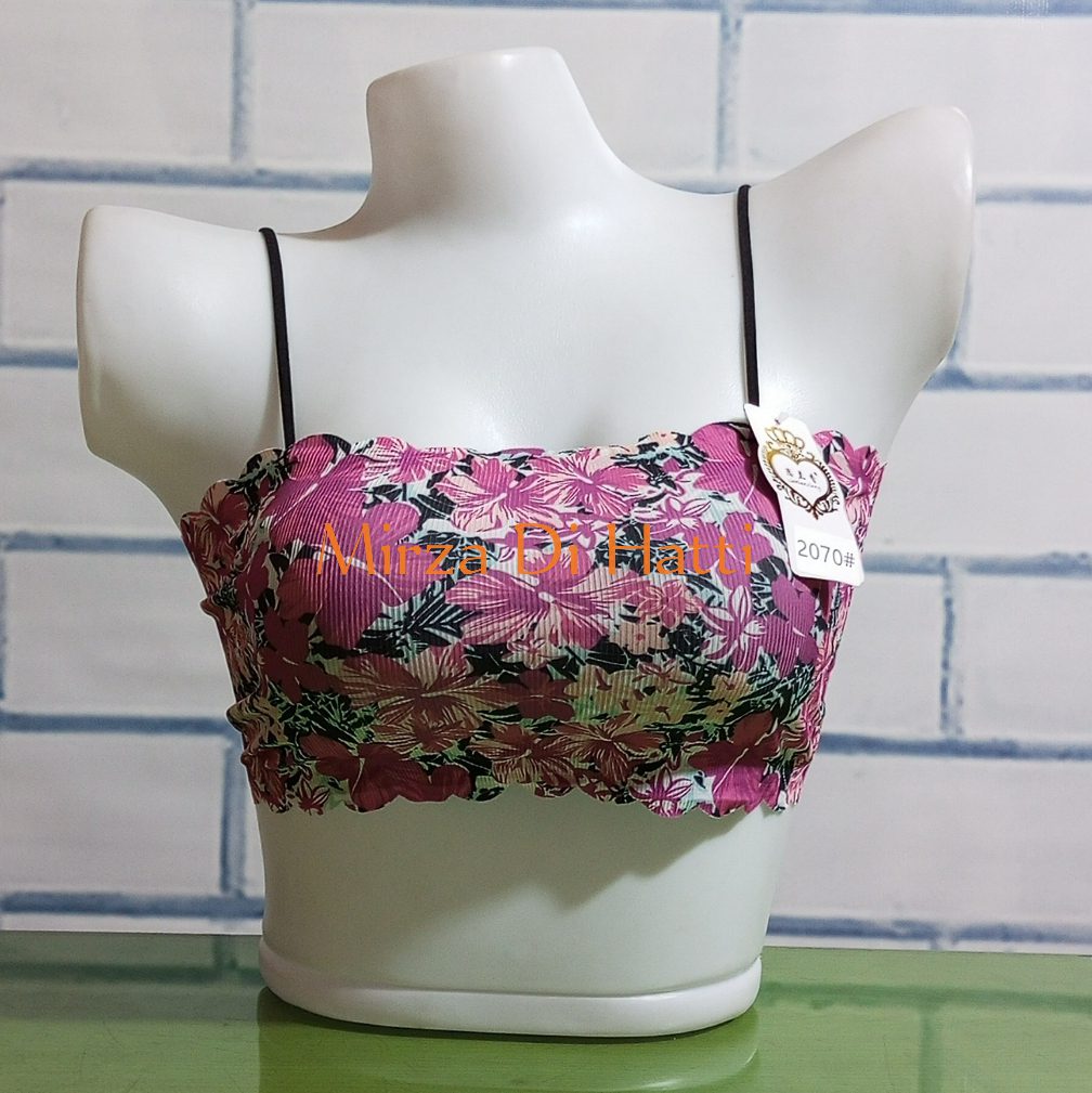 Bralette Floral Ice Silk Back Hooks Push Up Removable Pad  Wirefree 2070