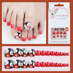 False Nails For Toes Simple Wear Nail Art Design Removable Nail With Glue 12 pcs