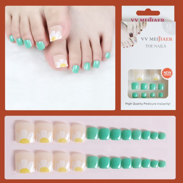 False Nails For Toes Simple Wear Nail Art Design Removable Nail With Glue 12 pcs