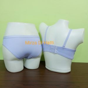 Bra & Panty 2 Pieces Set with Delicate Buttons Along the Sides and a Sparkling Stone Motif Soft